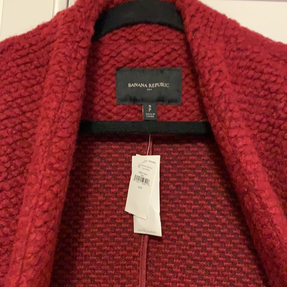 NEW🌟 Banana Republic Red Knit Collarless Coat Jacket - Picture 3 of 5